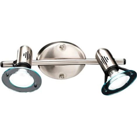 Faretto Cromo Spazzolato Diffusori Orientabili 2 Luci Disco 4852CR (1/4)