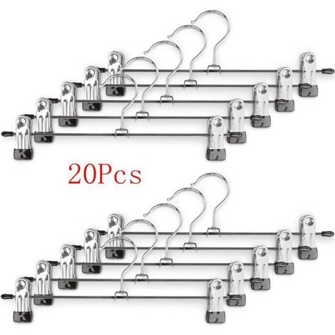 20PCS Cintres Métalliques Multi-fonction à Pinces en Pack