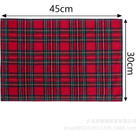 Sets de table de Noël Xiyin, décoration de restaurant à carreaux, fabricant de serviettes de table de Noël, nappes imprimées en polyester - 30 x 45 cm (lot de 6) - 15