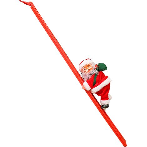 Échelle électrique d'escalade Père Noël à piles, chante et danse, monte et descend, poupée Père Noël, décoration de centre commercial, échelle rouge (1/5)