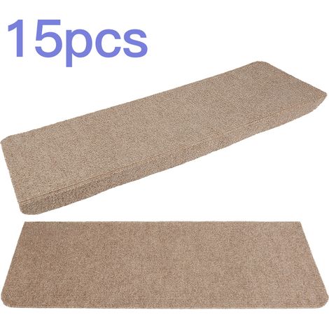 15 tapetes para escaleras (65 x 25 cm), alfombra de seguridad autoadhesiva antideslizante para niños, ancianos y mascotas,Marrón (1/5)