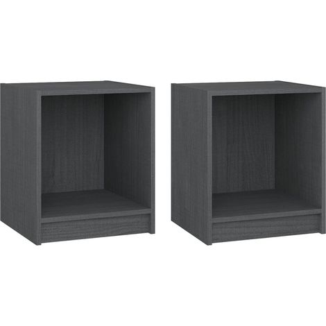Set di 2 comodini con vano a giorno 35,5 x 33,5 x 41,5 cm legno di pino grigio DEC035310