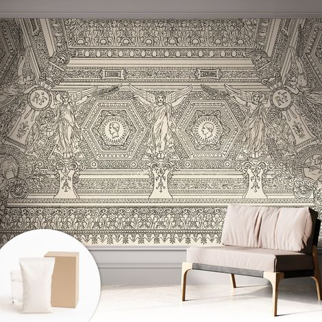 Papier peint intissé mural avec imprimé pour décoration pour salon pour chambre à coucher pour entrée Ornement classique 312x219 cm (1/5)