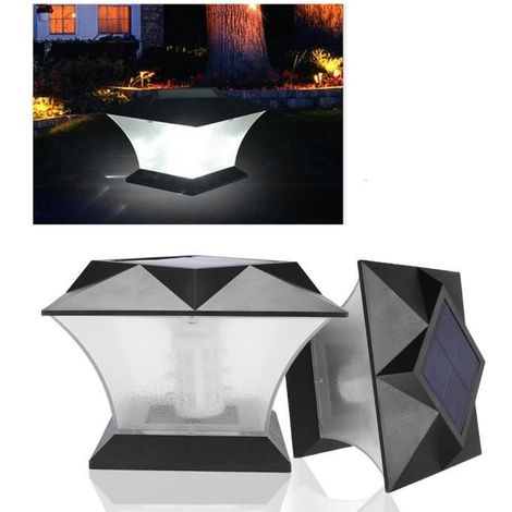 18 LED Solaire Lampe Pilier Jardin Colonne Exterieur lumière blanche lampe de jardin (1/4)