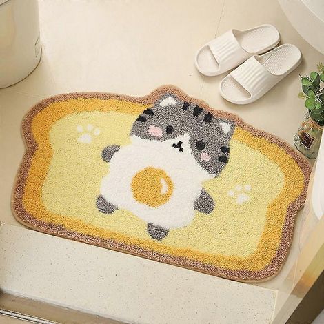Tapis de bain mignon et antidérapant, tapis de douche doux, tapis de sol en microfibre pelucheuse et absorbant, 40 x 60 cm (1/5)
