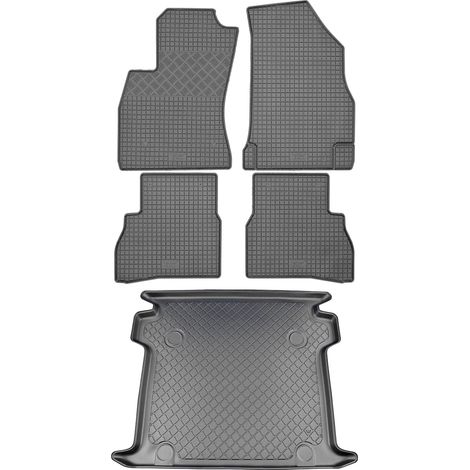 Juego de alfombrillas de goma para Fiat Doblo II Kombivan (5 puertas) a partir de 2010: alfombrilla para coche + alfombrilla para maletero. (1/5)