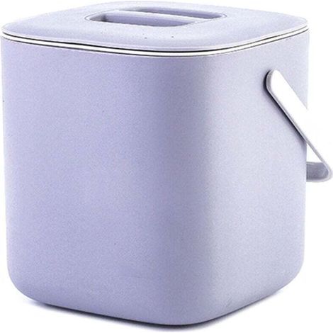Poubelle de cuisine en plastique avec égouttoir et accessoires pour déchets alimentaires - Gris clair (1/4)