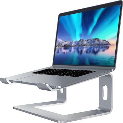 Support pour ordinateur portable en aluminium, support de bureau en métal, compatible avec les ordinateurs portables de 10 à 15,6 pouces, argent (1/5)