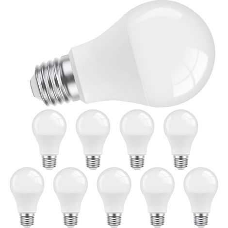 Lot de 10 ampoules LED E27 806 lm E27 à vis Edison, équivalent 60 W, blanc chaud 3000 K, non dimmable [Classe énergétique F]