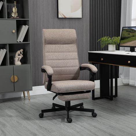 Selle de Bureau avec Hauteur Réglable, Repose-pieds Inclus et Assise Rembourrée, 68x67x109-119 cm, Marron (1/5)