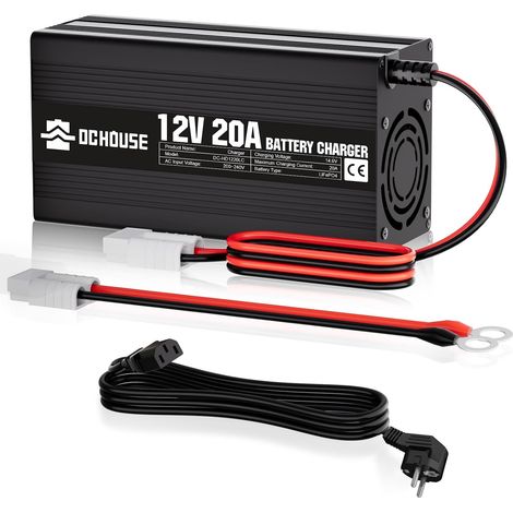 Chargeur de Batterie au Lithium 12V 20A 14,6V LiFePO4 avec Connexion Rapide de la Batterie, Indicateur LED, Charge Rapide Intelligente, pour Batterie Rechargeable à Cycle Profond de Bateau (1/5)