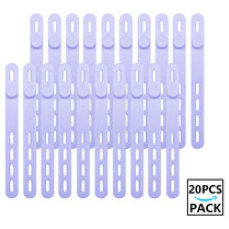 Pair Lot de 20 serre-câbles en silicone réutilisables et lavables avec boucle de verrouillage, sangles de fixation réglables, organiseur de câbles multi-usages à haute élasticité (violet) (1/5)