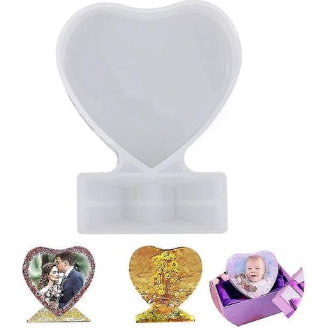 Moules en résine pour cadres photo en forme de cœur, moules pour cadres photo d'amour, moules de coulée en silicone époxy (1/4)