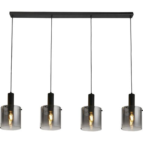 Lampadario Contemporaneo Svezia Acciaio Nero Vetro 4 Luci E27 (1/5)
