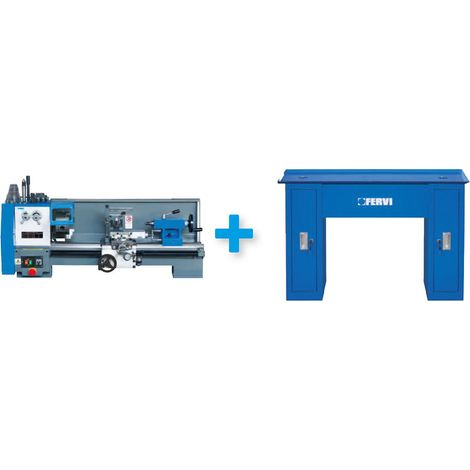 Tornio parallelo per metallo + banco FERVI KIT0114 - ( 0708+0710 )