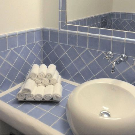 Carrelage mural TERRE CUITE ÉMAILLÉE Artisanale Carre  Bleu corail (satiné) - S250  Bleu corail (satiné) - S250 -  - boîte de 0.20 m2 (1/5)