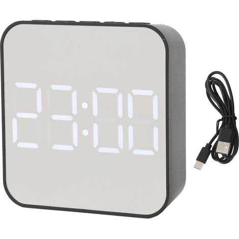 LED Digital Clock 2 Alarm Settings Multifunctional Small Electronic Alarm Clock with Temp Date Display for Bedroom Office Black (1/5)