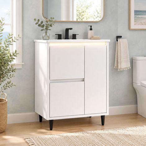 Mobile bagno con lavabo 61 x 46,5 x 87 cm bianco OKMYHOME (1/5)