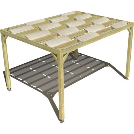 Pergola bois • 4m x 3m • indépendante • sens largeur • voilage semi-transparent inclus • livraison comprise