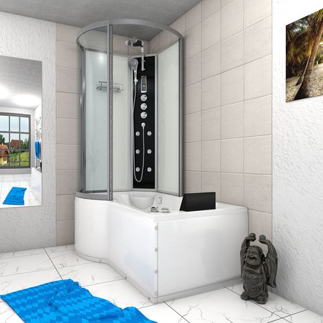 Whirlpool Wanne Duschtempel Dusche Duschkabine K50-R03-WP 100x170 cm ohne 2K Scheiben Versiegelung (1/5)
