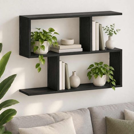 vidaXL Étagère Murale Chêne noir 72 x 17 x 55,5 cm Bois d'ingénierie (1/5)