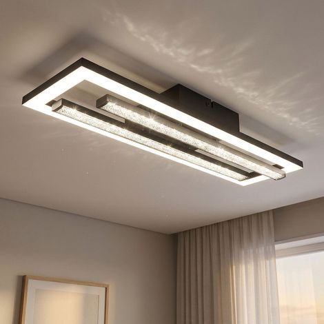 Lampada da soffitto Luce di design Lampada da soffitto LED cristalli orientabili nero opale