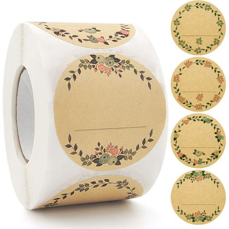 500 étiquettes autocollantes en papier kraft 5 cm Jam J (1/5)