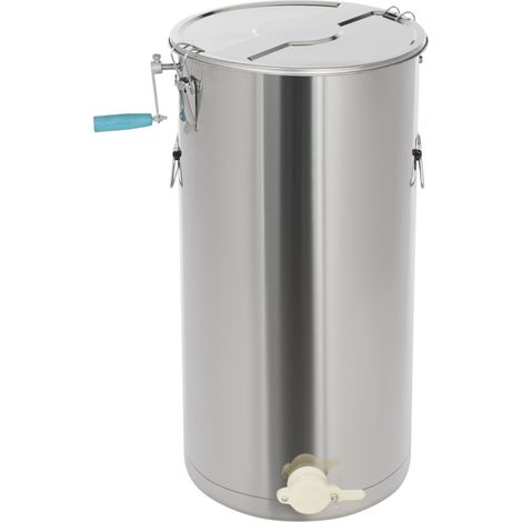 Extracteur de miel manuel - 2 cadres - Inox - Capacité 22,5 kg - Robinet 45 mm - Double sens de rotation - Sans assemblage - Pour apiculteur
