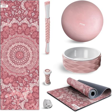 Kit 6 Accessori Yoga Rosa KITWELL600 FITFIU FITNESS (1/5)