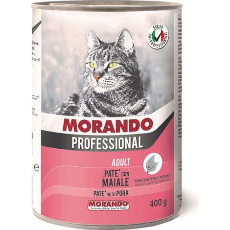 PATE' PER GATTI MORANDO 400 gr, Gusto maiale - Per gatti adulti Q.TA 24