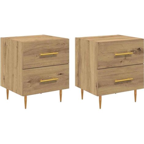 vidaXL Bedside Cabinet with Drawer 2 pcs Artisan Oak 40 x 35 x 47.5 cm