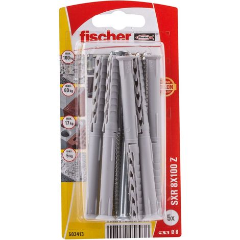 FISCHER 503413 Langschaftdübel SXR 8x100 Z Senkkopfschraube (PZ), 5 Stk (1/5)