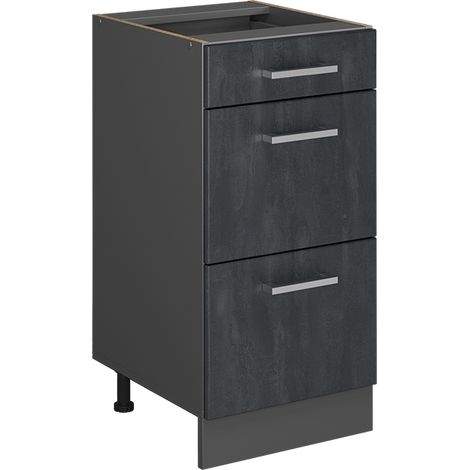 Meuble cuisine R-Line, Béton noir, 40cm sans PT, Vicco