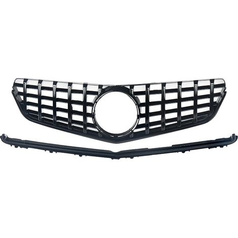 Parrilla delantera, plástico ABS de alta calidad, estilo deportivo, negro brillante. (1/2)
