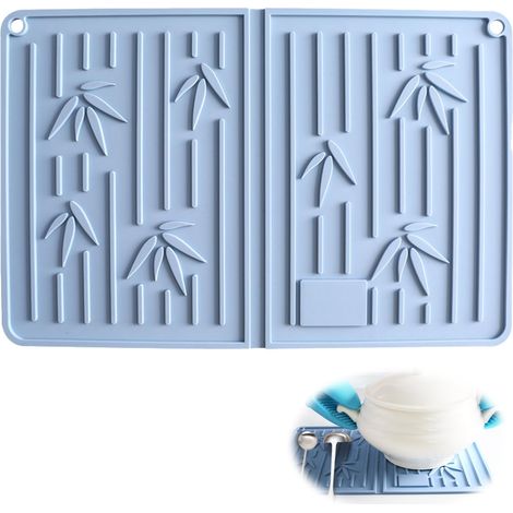 Organiseur d’Évier en Silicone — Tapis Égouttoir Vaisselle, séchage Rapide, antidérapant, résistant à la Chaleur, Pliable, protège Plan de Travail, Facile à Nettoyer pour Cuisine et évier (1/5)
