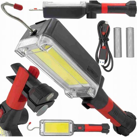 LED-COB-Werkstattlampe mit Magnet, USB-Akku, 700 lm, 3-in-1-Haken