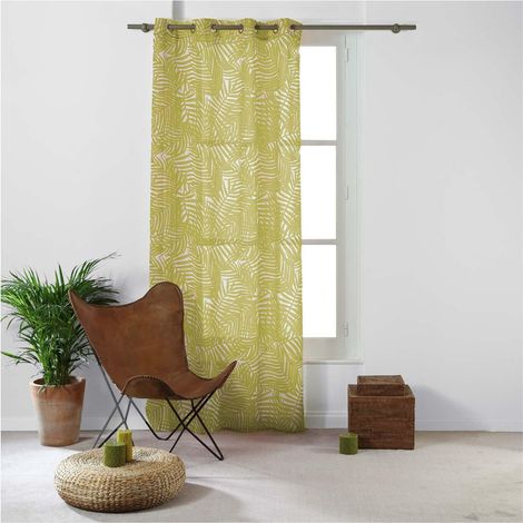 Panneau a oeillets Voilage Eucalys Jaune 140 x 240 cm