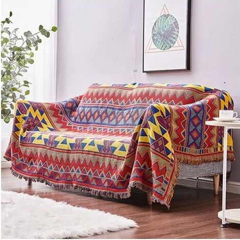 Couverture de canapé Jette de Canapé Jet de lit Couverture de lit Couverture de Chaise Couverture de Voyage Couverture décorative Housses de canapé avec Pompon Motif 130 cm 180 cm (1/5)