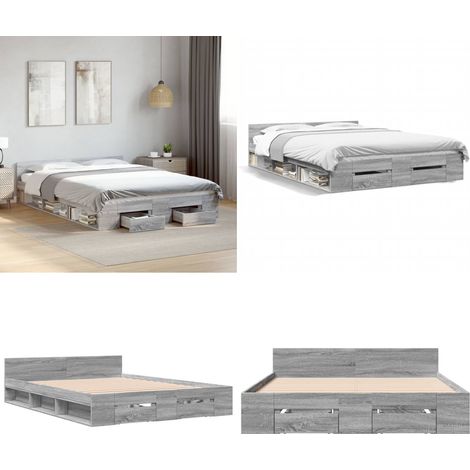 Giroletto Cassetti Grigio Sonoma 120x190 cm Legno Multistrato - Cassetti letto - Letto con cassetti