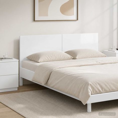 vidaXL Tête de lit murale BREDA Blanc brillant Bois d'ingénierie (1/5)