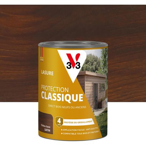 Lasure Bois extérieur Chêne foncé - Protection Classique 4 ans - Protège du grisaillement - Direct bois neufs ou anciens - Texture anti-goutte - 0,75L (1/5)