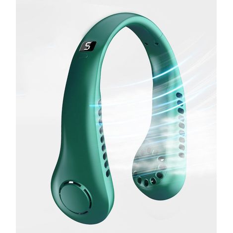 Ventilateur de cou portable rechargeable USB 5000 mAh 5 vitesses - Vert (1/5)