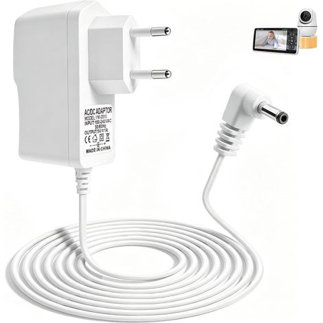 Câble d'alimentation 5V 1A pour Babyphone HelloBaby HB50 HB66, Chargeur de Rechange 2m pour Unité Parents et Bébés, Adaptateur Secteur Caméra (Blanc) (1/5)