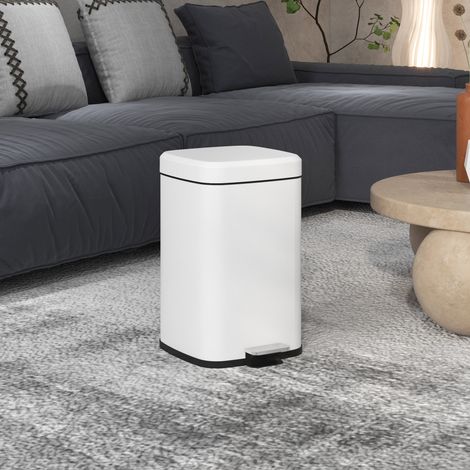 Poubelle de cuisine 20L avec couvercle à fermeture douce et pédale seau intérieur amovible 28L x 35l x 45H cm - blanc
