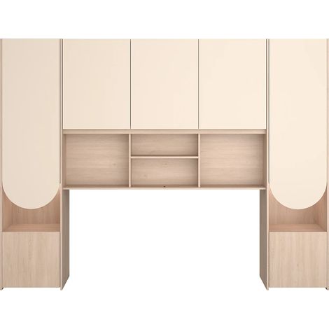 Testata letto contenitore – Con LEDs – L266 cm – Beige e naturale - DOMELITO (1/5)