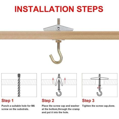 Gancio da soffitto, gancio di fissaggio a soffitto M690mm, gancio per lampadario (5 pezzi) (1/3)