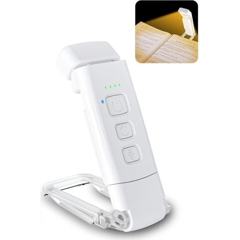 Reading lamp, 3 colour modes and adjustable brightness levels, USB rechargeable, 80-hour battery life (white) (1/5)