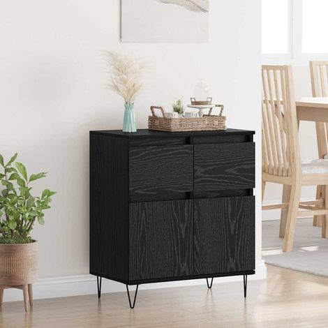 Buffet-Meuble de rangement Chêne noir 60 x 35 x 70 cm Bois d'ingénierie et fer 899326 (1/5)