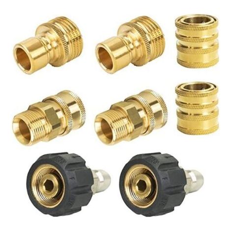 Set de 8 Raccords de Tuyauterie en Acier Inoxydable - Adaptateur Rapide M22 Mâle et 3/8 Femelle pour Pistolet à Eau Anti-Explosion (1/4)