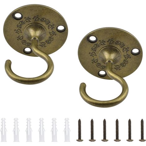 Crochets de plafond à fixation murale, 2 pièces, crochets robustes pour suspension de lustre, crochets de plaque de plafond, crochets anciens à vis pour plafond, crochets de plafond pour (1/5)